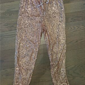 Aqua Rose Gold Sequin Jogger Pants